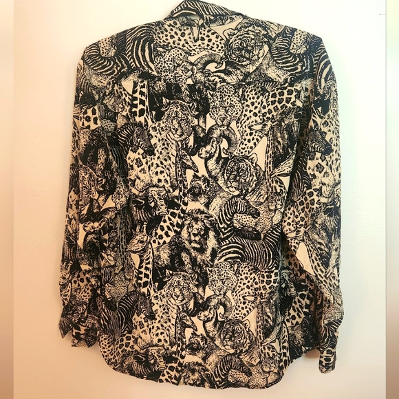 Ann May Vintage Silk Animal Print Blouse Women's Size Small - Picture 2 of 3